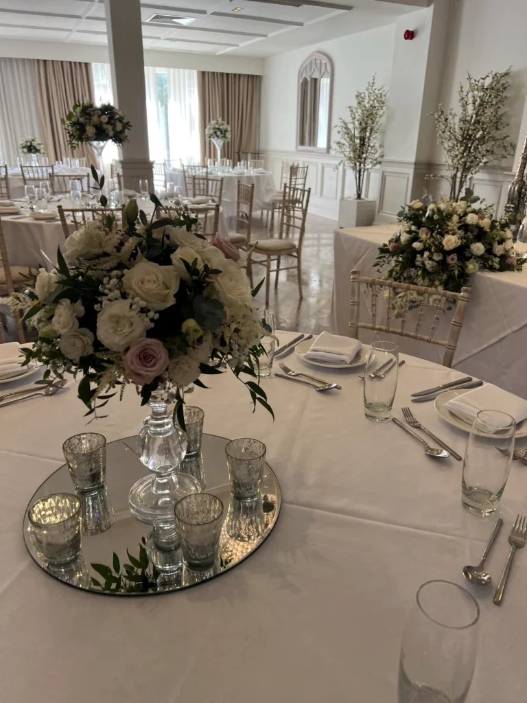 Luxury wedding flowers at Manor by the Lake, Cheltenham