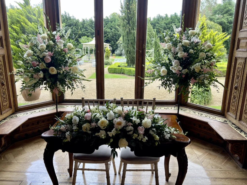 Luxury wedding flowers at Manor by the Lake, Cheltenham