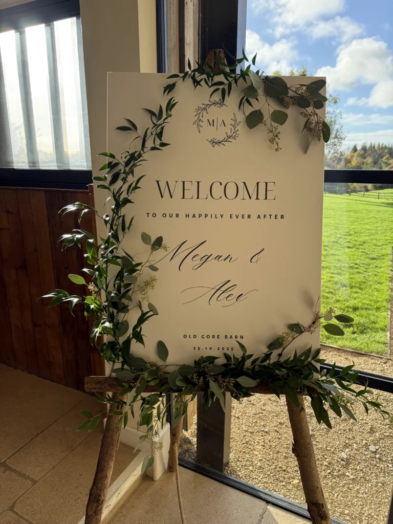 Luxury wedding florist Old Gore Barn Gloucestershire