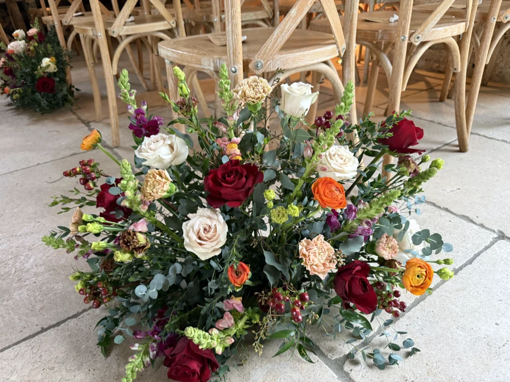 Seasonal British flowers wedding Old Gore Barn Cotswolds