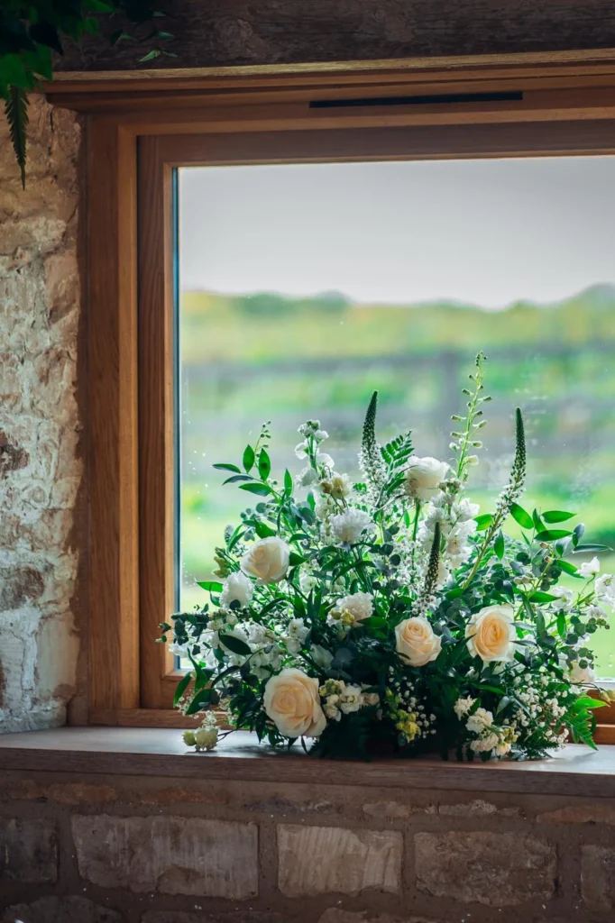 The Old Gore window display featuring a natural meadow arrangement