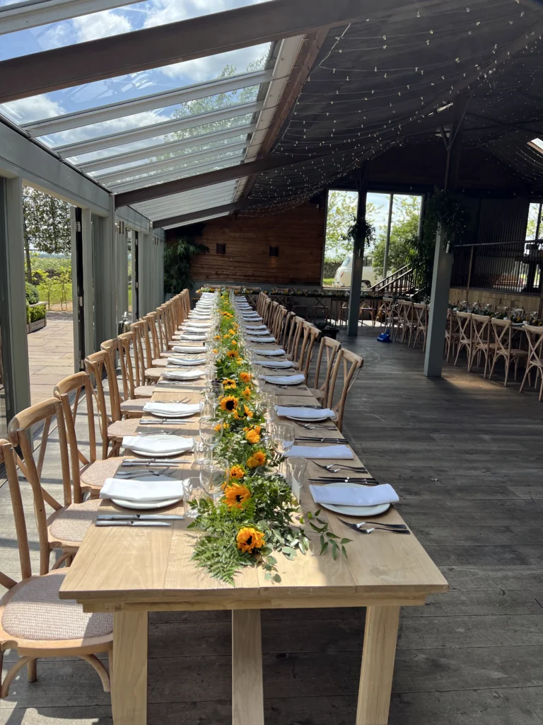 Stone Barn wedding venue flowers by Cotswold Blooms
