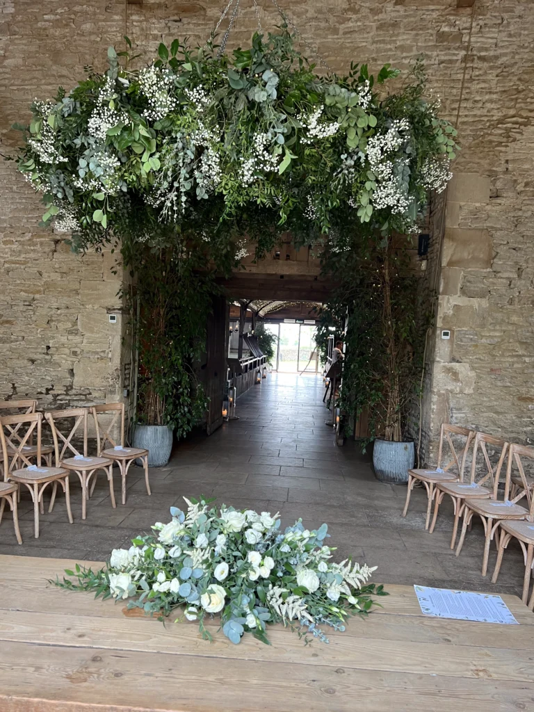 Stone Barn wedding venue flowers by Cotswold Blooms