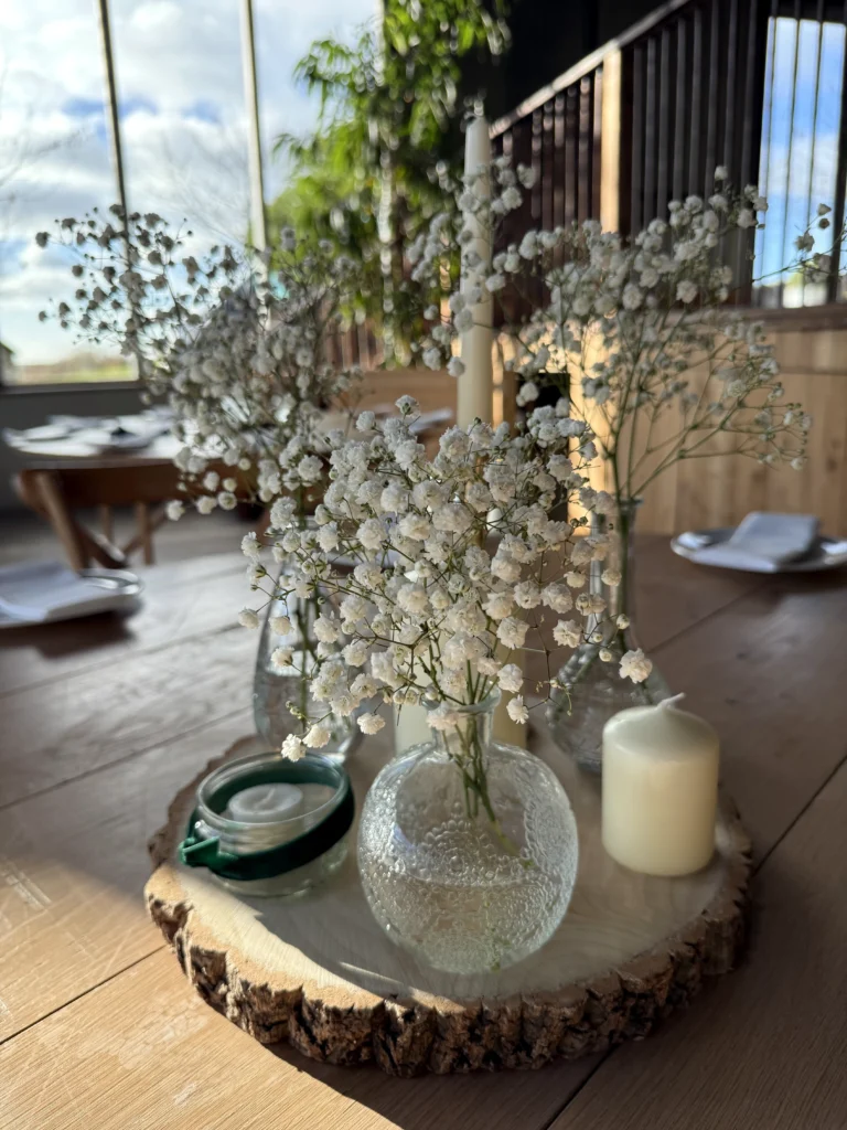 Stone Barn wedding venue flowers by Cotswold Blooms