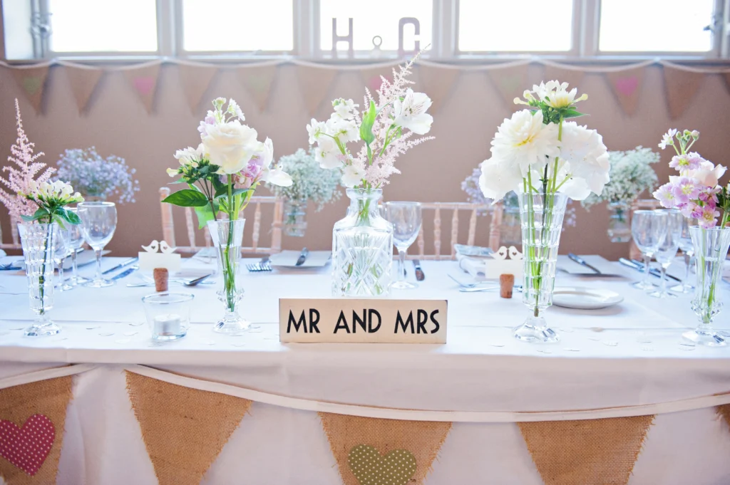 Top table styling with vintage bud vases at Hyde House