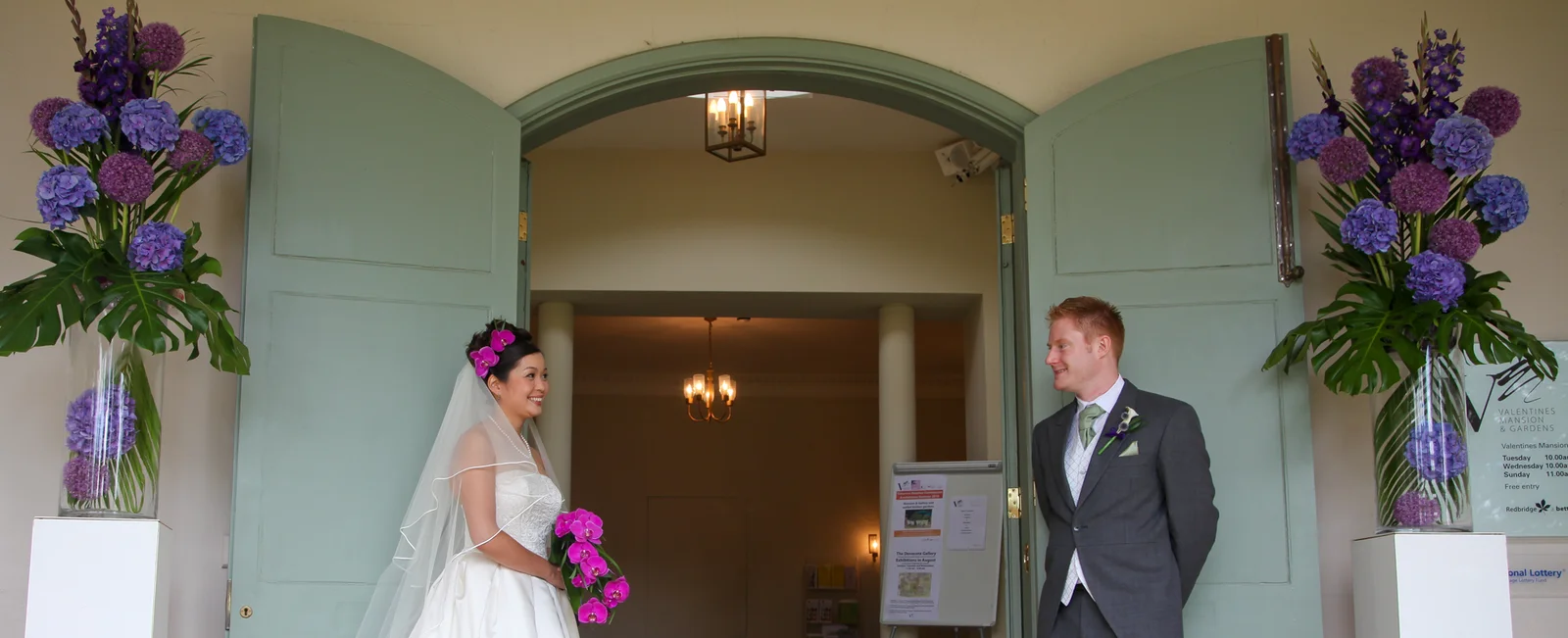 Striking displays in purple and pinks, for a unique wedding with hydrangeas and orchids