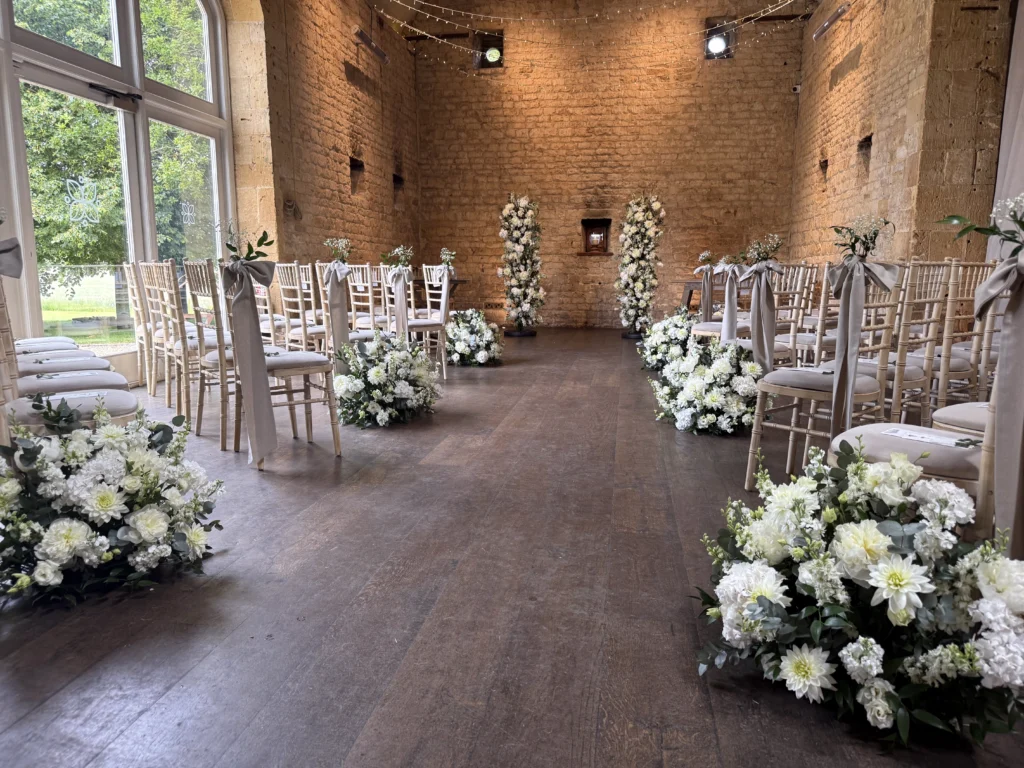 Ceremony floral styling Lapstone Barn North Cotswolds Cotswold Blooms